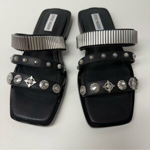 Steve Madden Sadelle Black slide sandal leather studded size 9